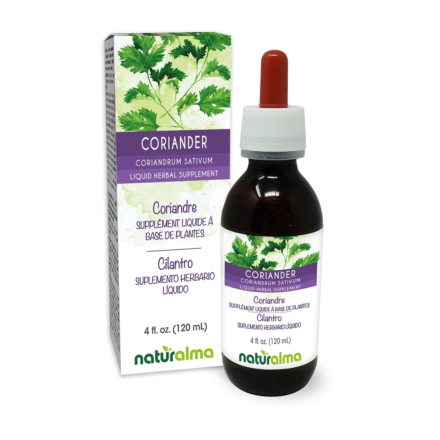 Naturalma Coriander Tincture 4 oz - Alcohol-Free, Vegan Herbal Supplement