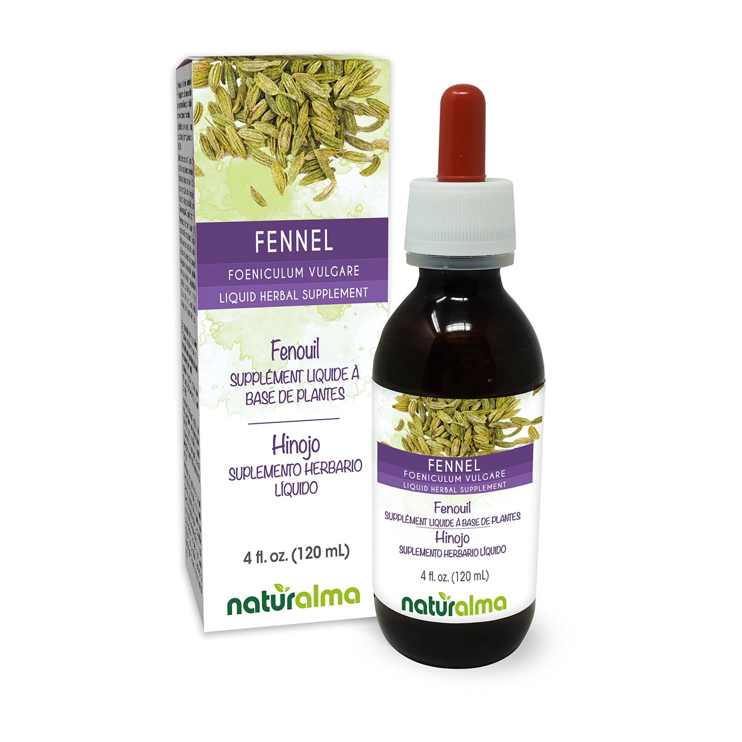 Naturalma Fennel Alcohol-Free Tincture (4 fl oz) - Vegan Herbal Drops