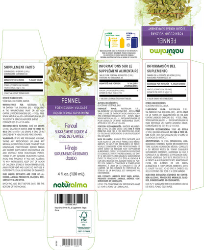 Naturalma Fennel Alcohol-Free Tincture (4 fl oz) - Vegan Herbal Drops