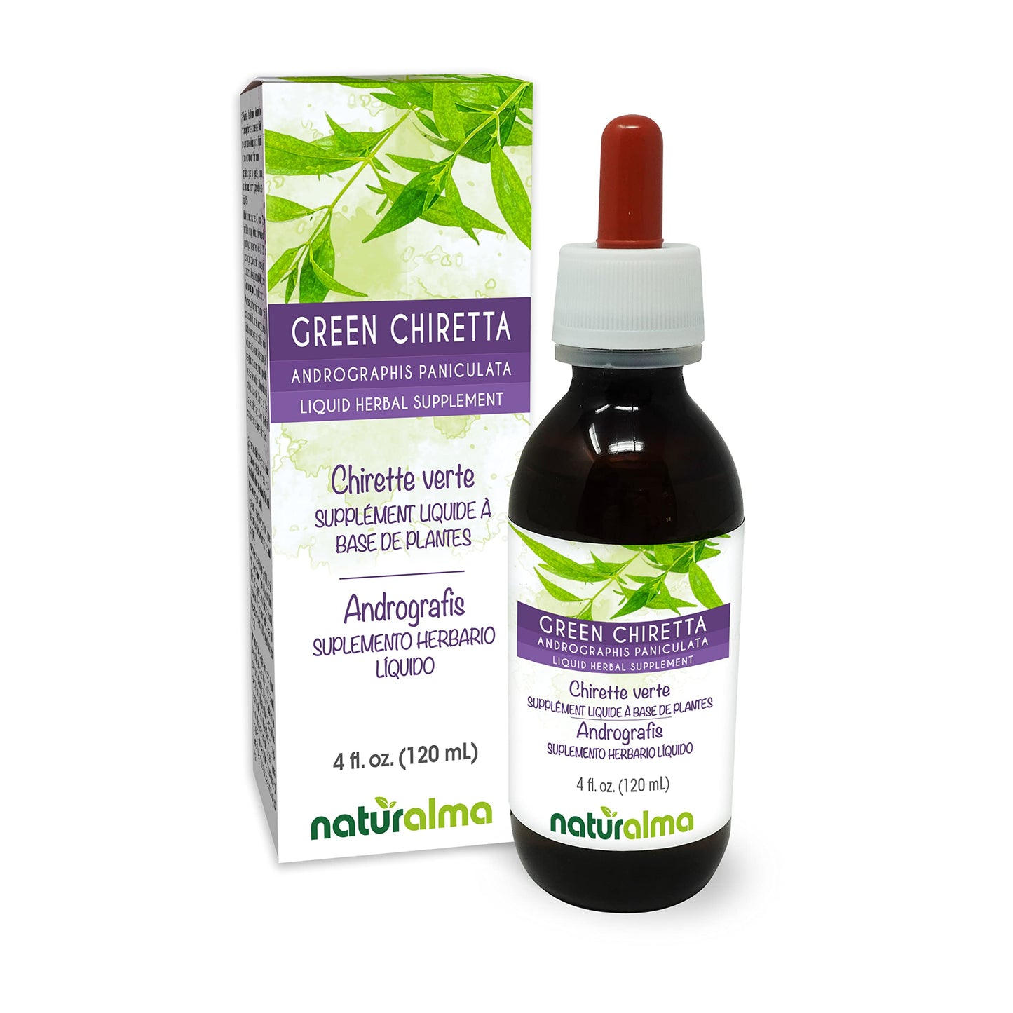 Naturalma Green Chiretta Tincture (Andrographis paniculata) - Alcohol-Free Drops 4 oz | Vegan