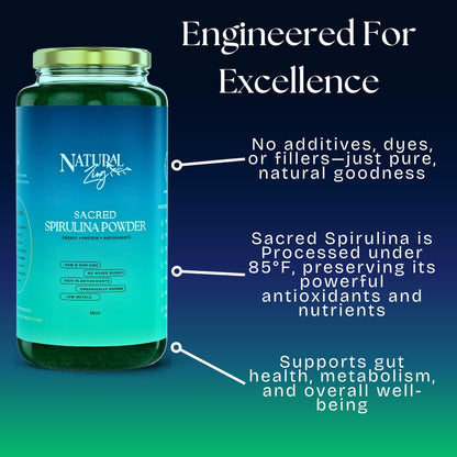 NaturalZing 100% Organic Spirulina Powder – Non-GMO, Vegan Superfood
