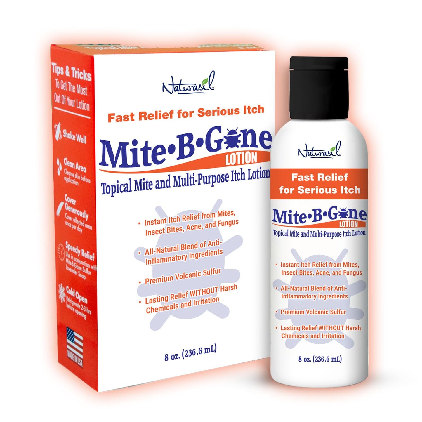 Naturasil Mosquito Bite Itch Relief by Mite-B-Gone – Natural Sulfur Lotion, 8 oz