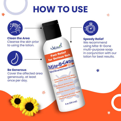 Naturasil Mosquito Bite Itch Relief by Mite-B-Gone – Natural Sulfur Lotion, 8 oz