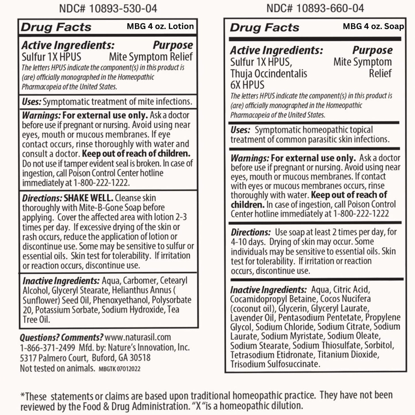 Naturasil Mite-B-Gone — Natural 10% Sulfur Lotion + Soaps for Itch Relief (All Ages)