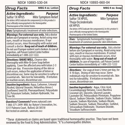 Naturasil Mite-B-Gone — Natural 10% Sulfur Lotion + Soaps for Itch Relief (All Ages)