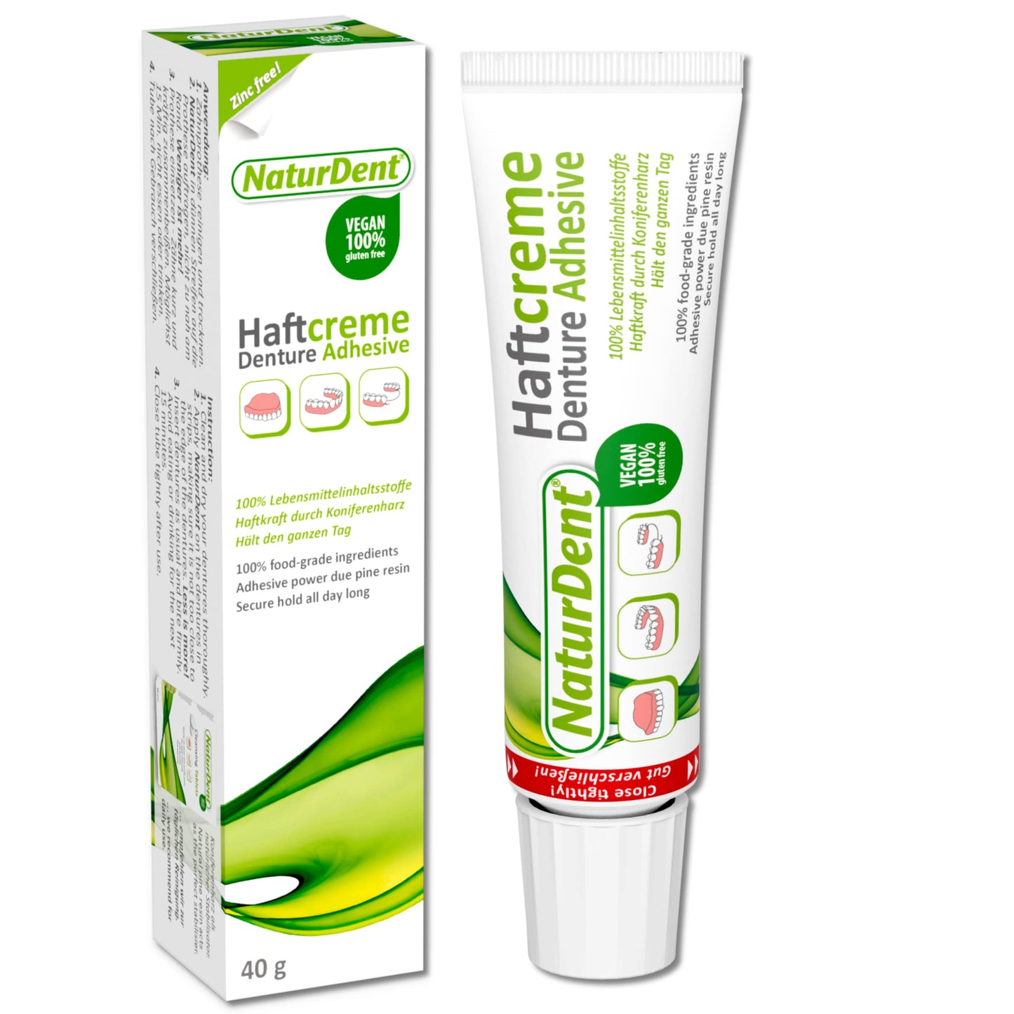 NaturDent Denture Adhesive – Natural, Zinc-Free, Paraben-Free, Strong Hold