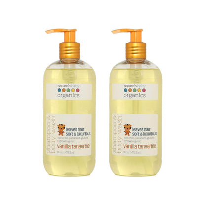 Nature's Baby 3-in-1 Shampoo/Body/Face Wash - Tear Free, No Sulfates - Vanilla Tangerine (16 oz, 2 Pack)