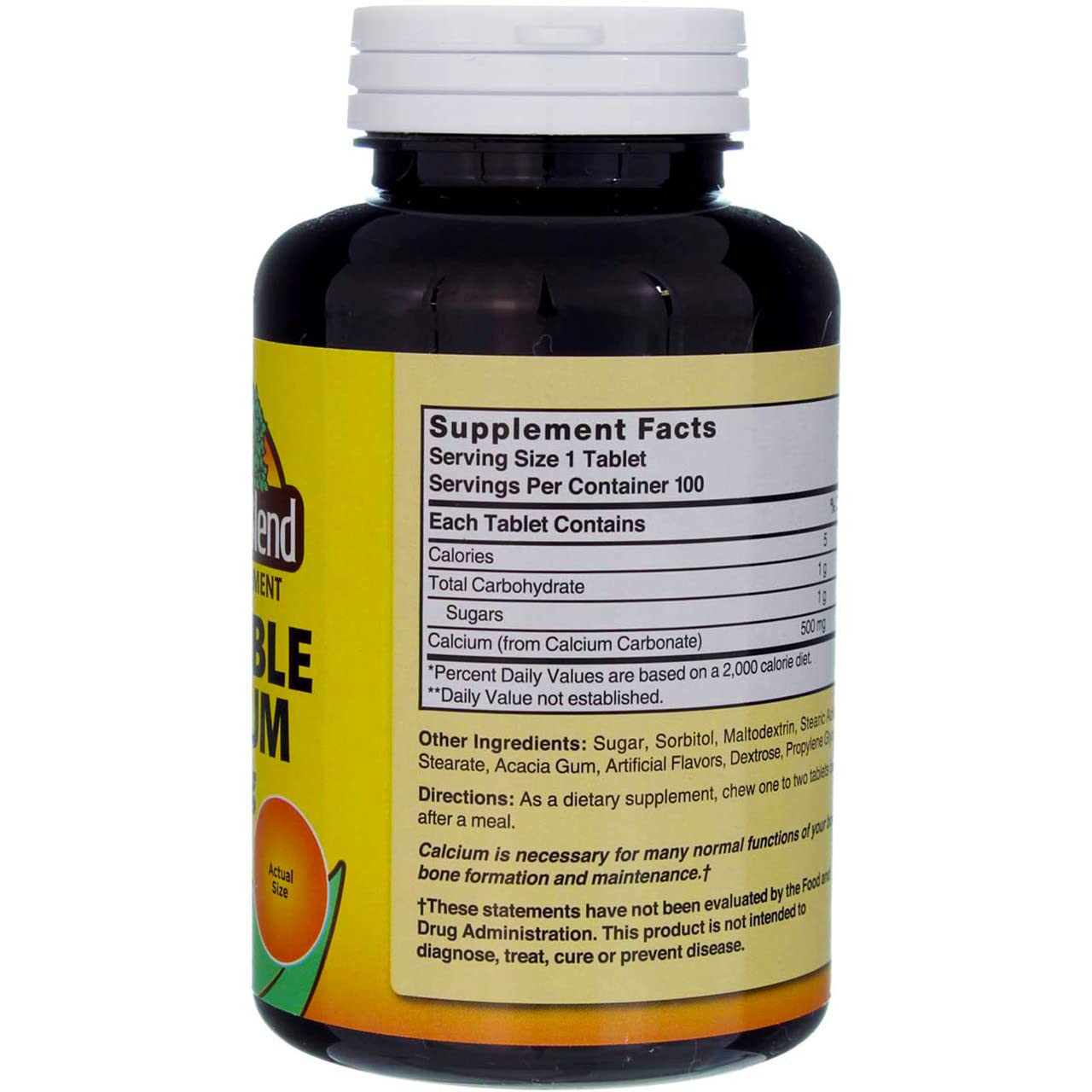 Nature's Blend Calcium Chewable Bavarian Cream 500 mg – 100 Tabs
