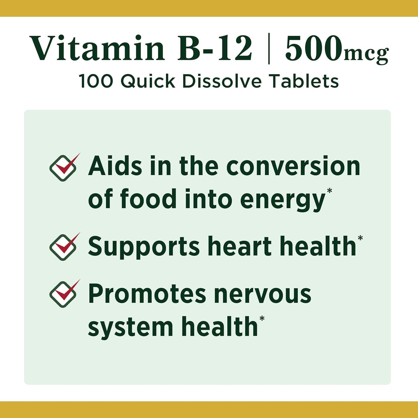 Nature's Bounty B-12 500 mcg Sublingual Microlozenges - 100 Count (Pack of 2)