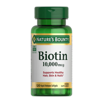 Nature's Bounty Biotin 10,000 mcg — Hair, Skin & Nails (120 Softgels)
