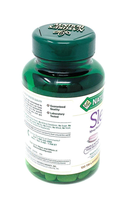 Nature's Bounty Sleep3 10mg Melatonin - 120 Tablets | Time-Release, Drug-Free