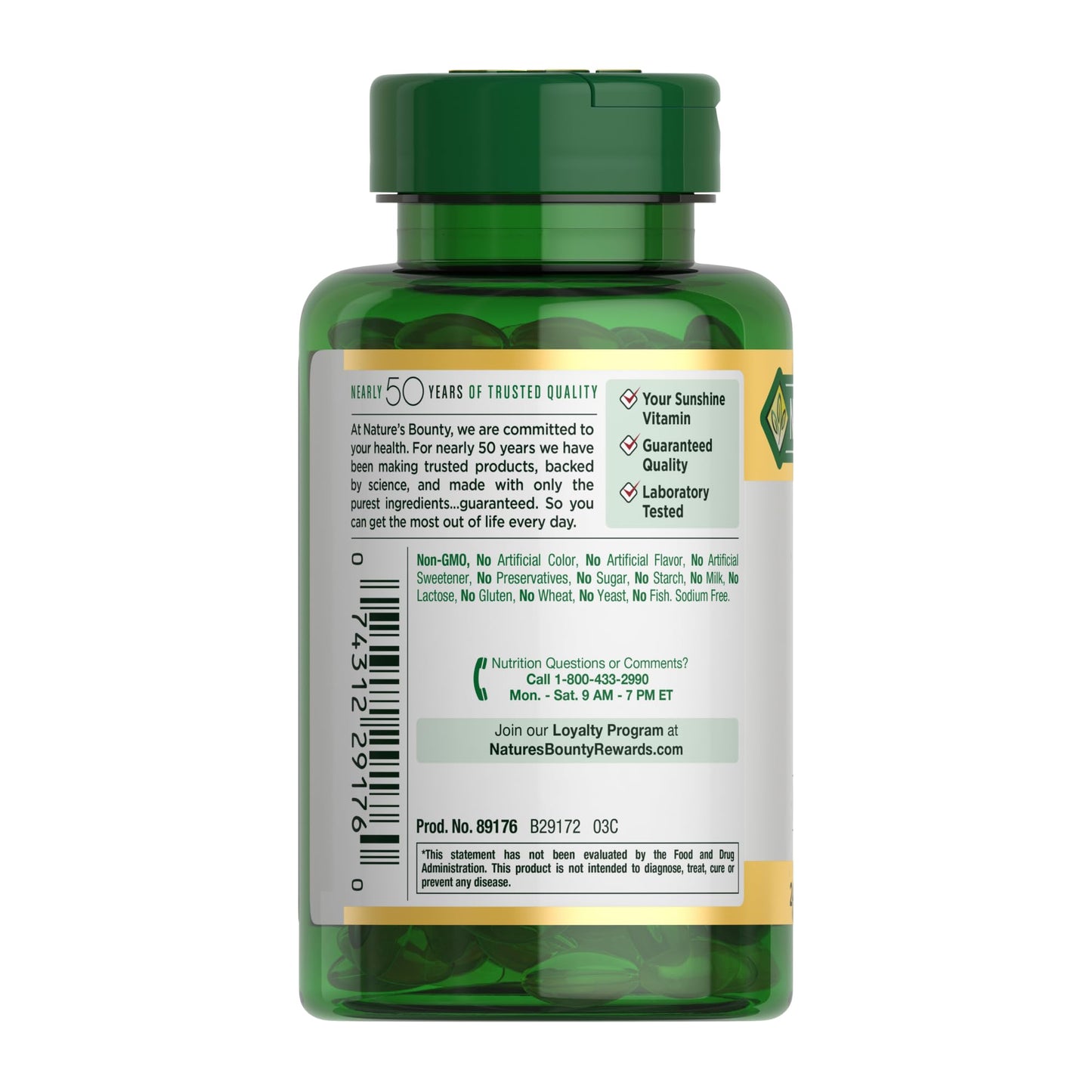 Nature's Bounty Vitamin D3 5000 IU Softgels – Immune Support, 240 Ct