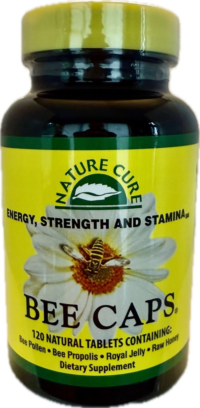 Nature Cure Bee Caps 120 Caplets | Bee Pollen, Propolis, Royal Jelly & Raw Honey