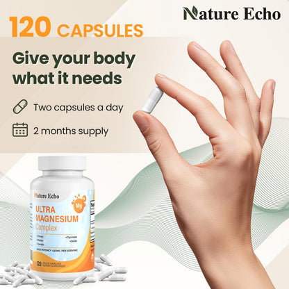 Nature Echo 6-in-1 Magnesium 420mg – Glycinate, Malate, Taurate, Citrate, Oxide + B6