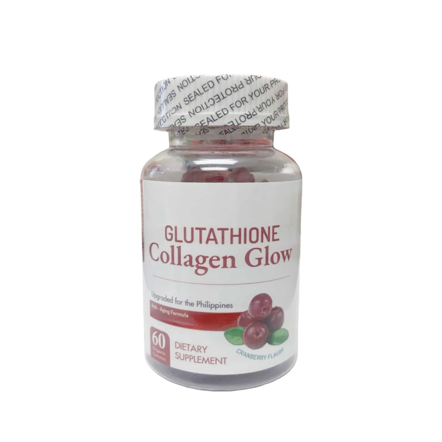 Nature Glow Glutathione Collagen Glow Gummies – Cranberry or Strawberry, 60 Organic Chewable Gummies, 1 Bottle