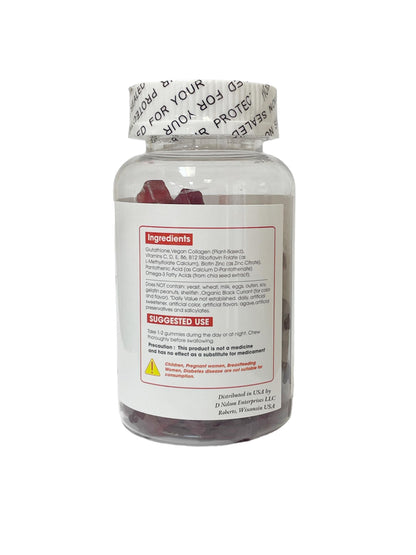 Nature Glow Glutathione Collagen Glow Gummies – Cranberry or Strawberry, 60 Organic Chewable Gummies, 1 Bottle