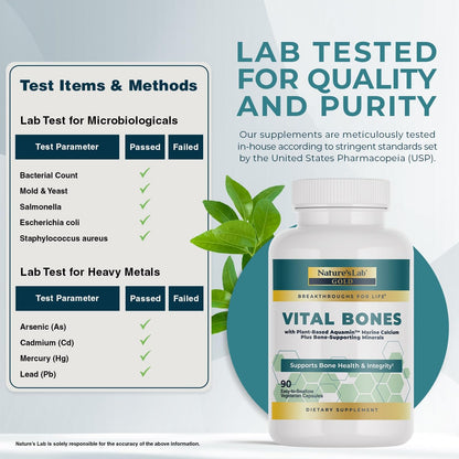 Nature's Lab Gold Vital Bones with Aquamin Plant-Based Calcium – 2-Pack, 180 Veg Capsules