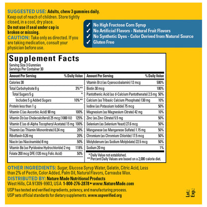 Nature Made Advanced Multivitamin Gummies for Him – 90 Gummies, Calcium & Magnesium Citrate + 8 B Vitamins