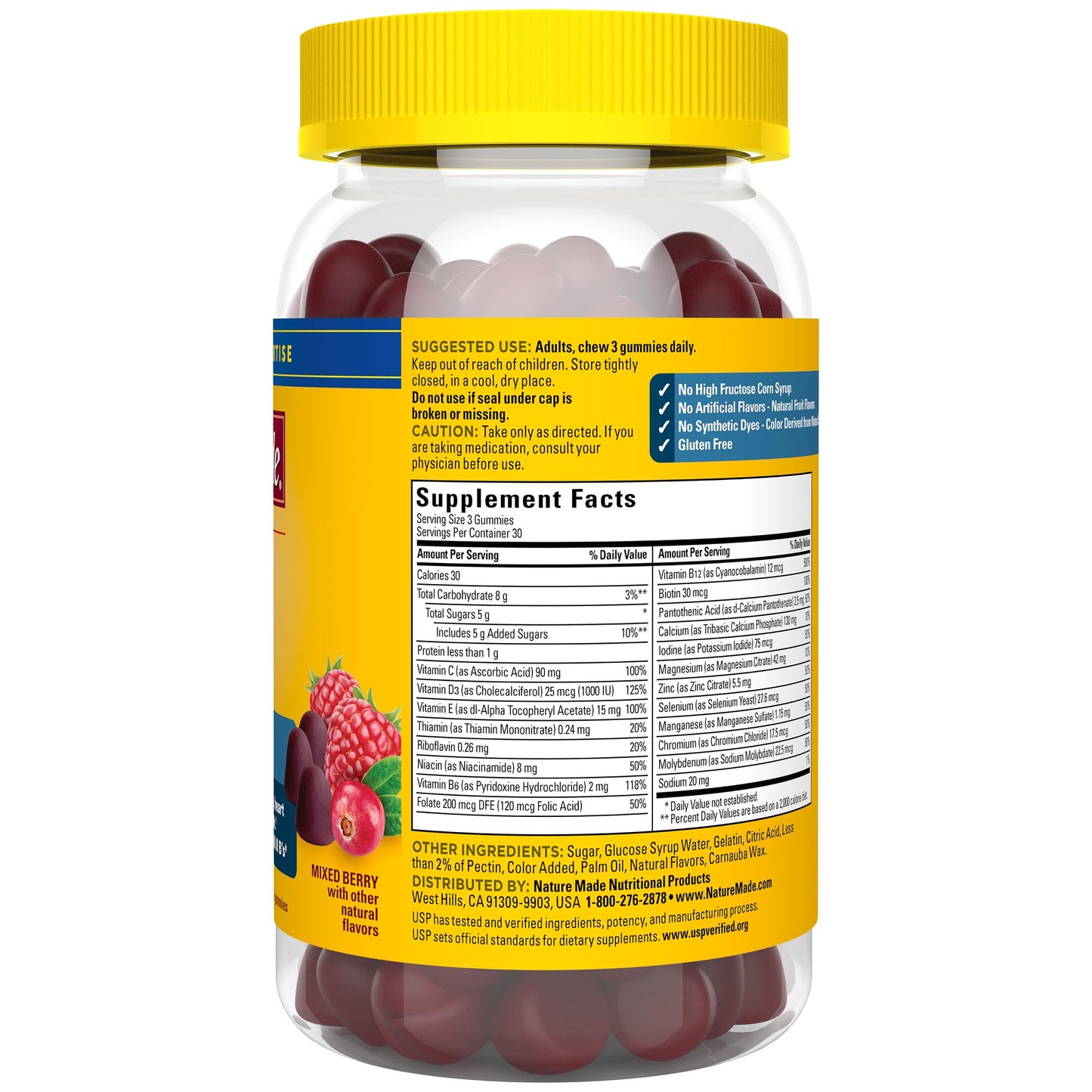 Nature Made Advanced Multivitamin Gummies for Him – 90 Gummies, Calcium & Magnesium Citrate + 8 B Vitamins