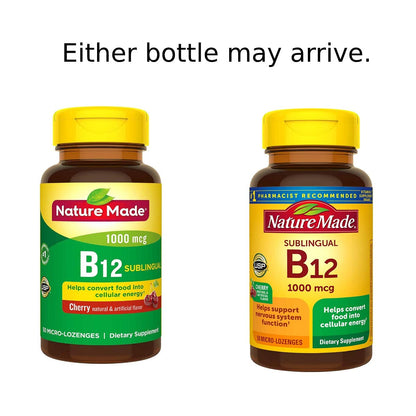 Nature Made B-12 1000 mcg Micro-Lozenges – Cherry Flavor | Pack of 2
