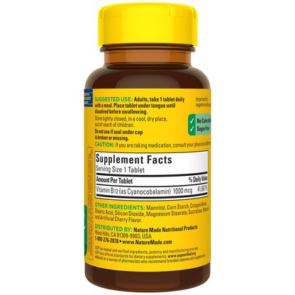 Nature Made Vitamin B12 1000 mcg Sublingual – 50-Count, Sugar Free