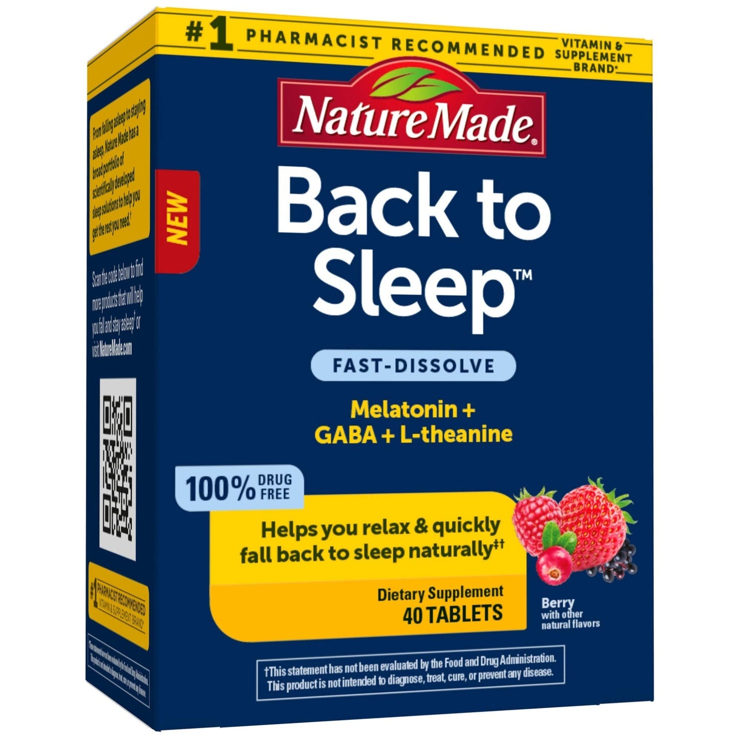 Nature Made Back to Sleep – Melatonin 1mg Fast-Dissolve (40 Tablets)