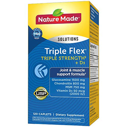 Nature Made TripleFlex Triple Strength Caplets with Vitamin D3, 120 Count