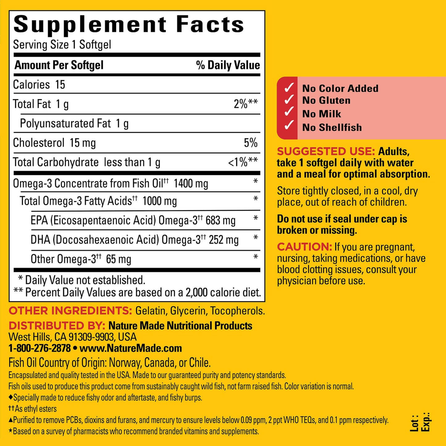 Nature Made Burp Less Ultra Omega-3 1400 mg Softgels – 90-Count, EPA & DHA