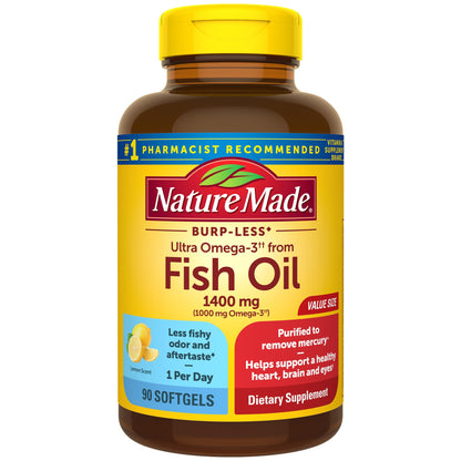 Nature Made Burp Less Ultra Omega-3 1400 mg Softgels – 90-Count, EPA & DHA