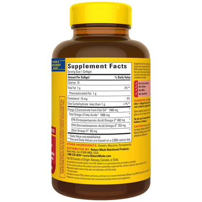 Nature Made Burp Less Ultra Omega-3 1400 mg Softgels – 90-Count, EPA & DHA