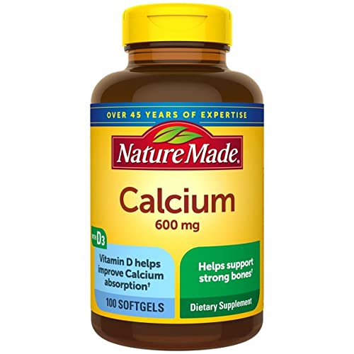 Nature Made Calcium 600 mg with Vitamin D Liquid Softgels - 100 Softgels (Pack of 2)