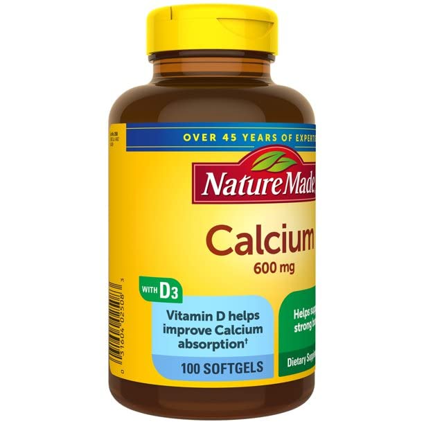 Nature Made Calcium 600 mg with Vitamin D Liquid Softgels - 100 Softgels (Pack of 2)