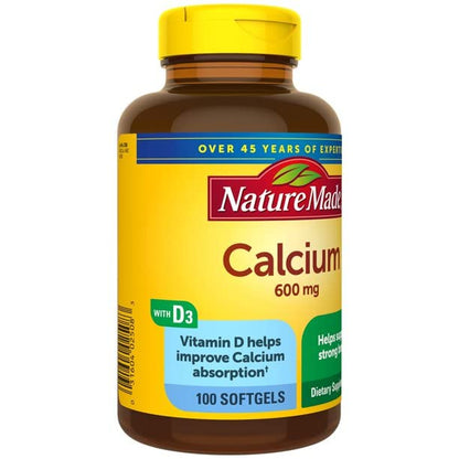 Nature Made Calcium 600 mg with Vitamin D Liquid Softgels - 100 Softgels (Pack of 2)