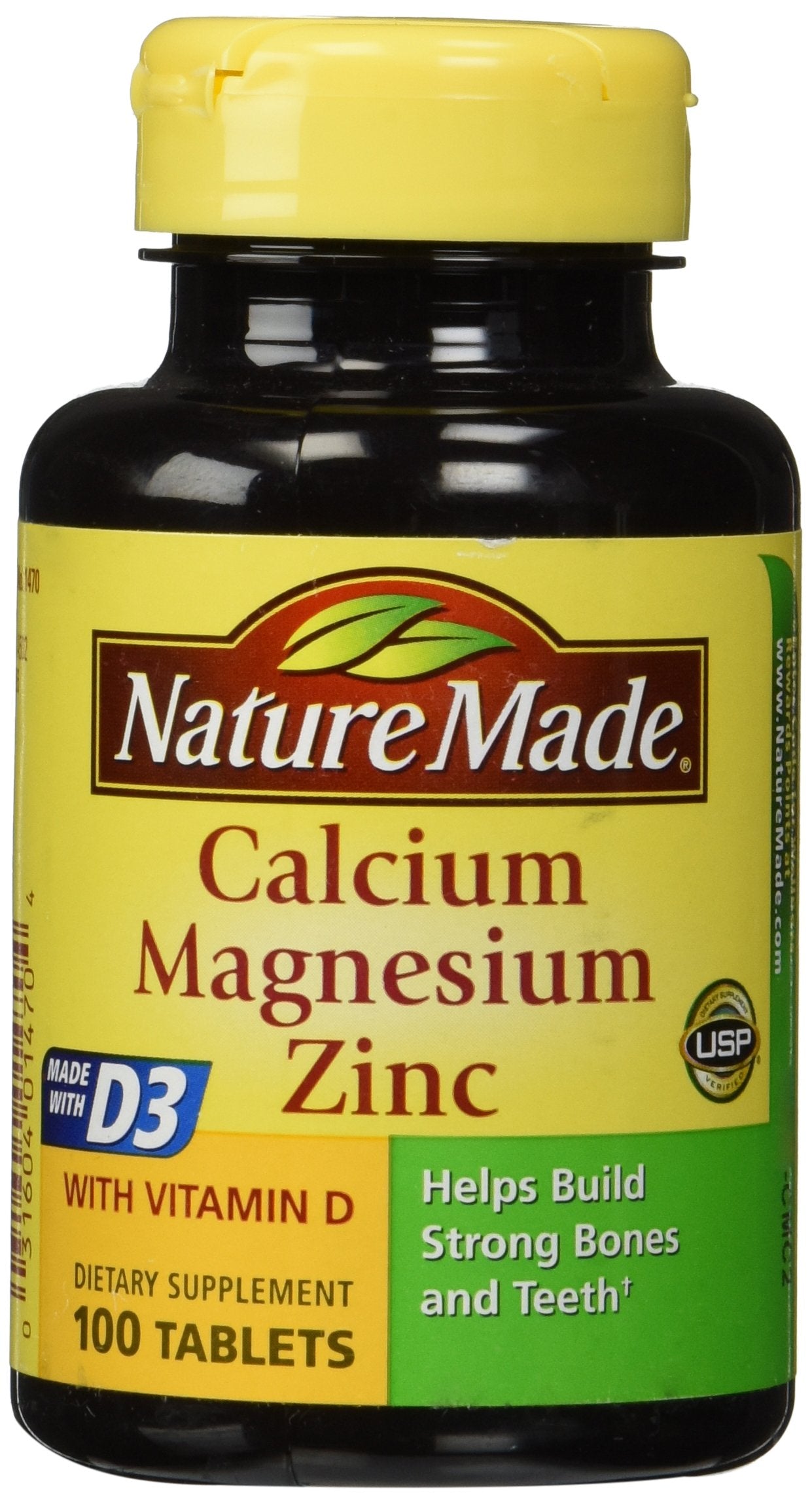 Nature Made Calcium Magnesium & Zinc Tabs, 100 ct – Supports Bones & Teeth