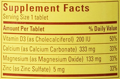 Nature Made Calcium Magnesium & Zinc Tabs, 100 ct – Supports Bones & Teeth