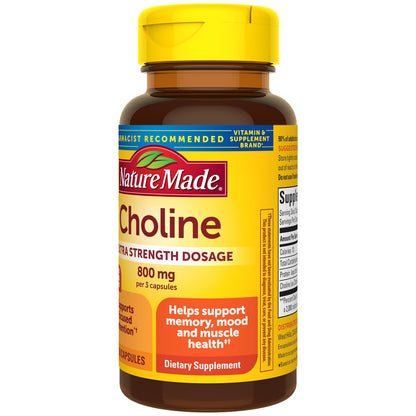 Nature Made Choline 800 mg – Brain Health, Mood & Liver Support | 60 Capsules
