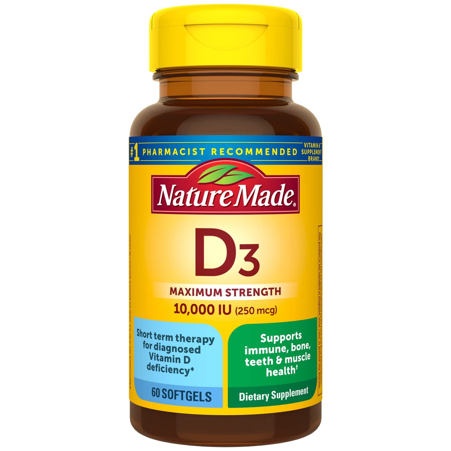 Nature Made Vitamin D3 10000 IU Softgels – Maximum Strength, 60 Count