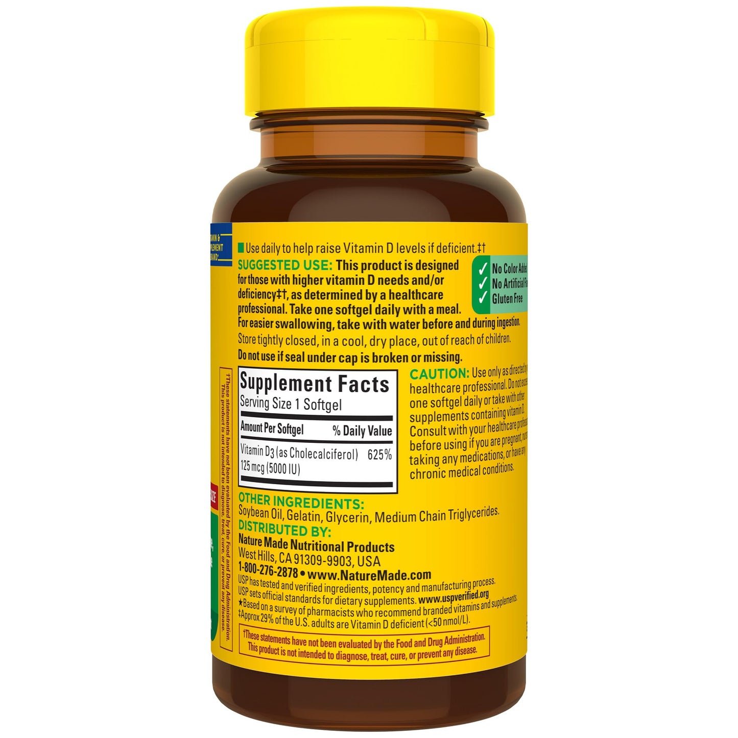 Nature Made Vitamin D3 5000 IU Softgels – Extra Strength (180 Count)