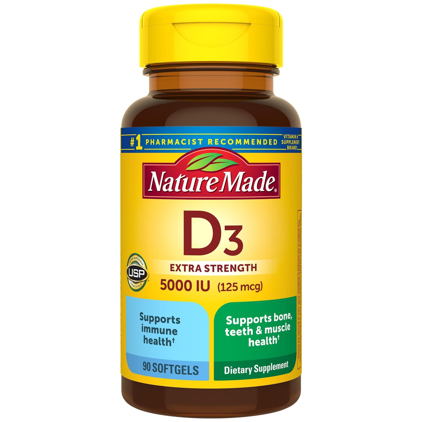 Nature Made Vitamin D3 5000 IU Softgels – 90 Count, 90 Day Supply