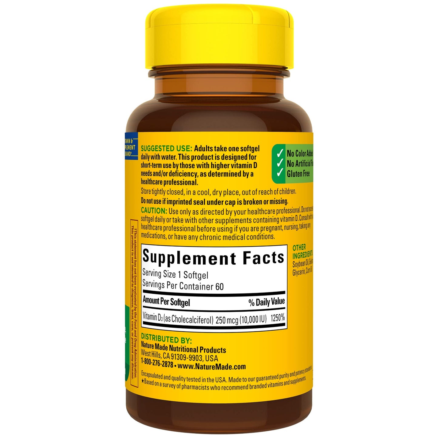 Nature Made Vitamin D3 10000 IU Softgels – Maximum Strength, 60 Count