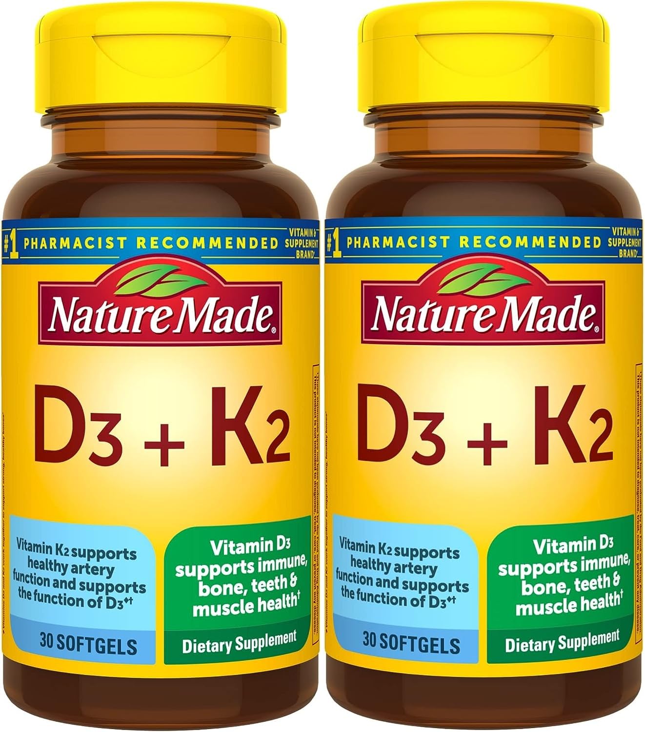 Nature Made Vitamin D3 + K2 5000 IU (125 mcg) – Pack of 2