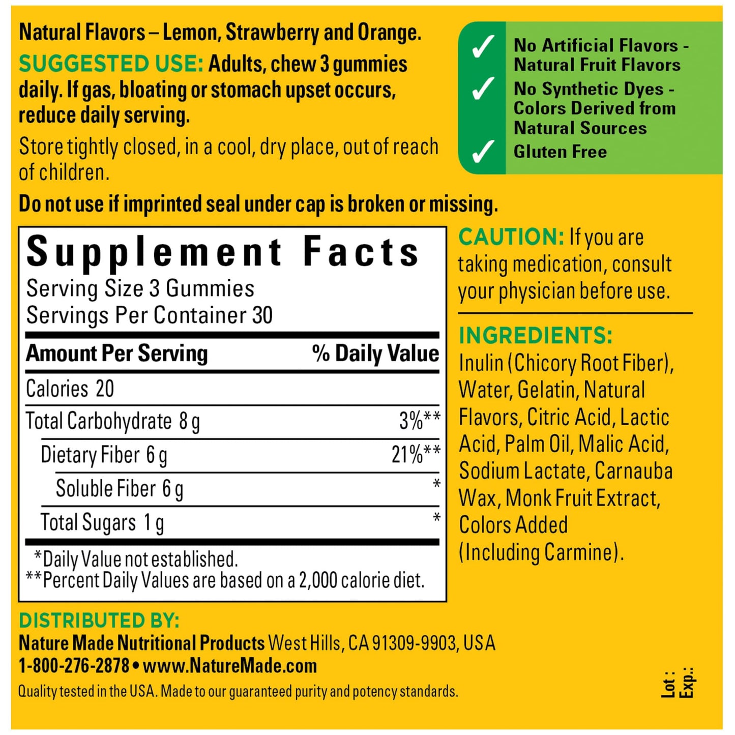 Nature Made Fiber 6 g Gummies – Digestive Health Support, 90 Count (30 Day Supply)