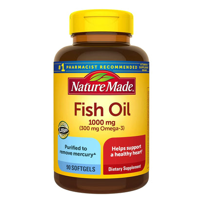 Nature Made Fish Oil 1000 mg - Omega-3 Supplement for Heart Health - 90 Softgels