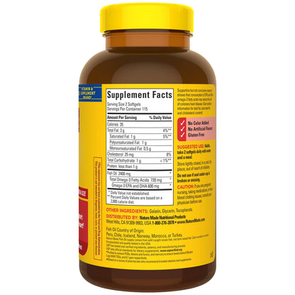 Nature Made Fish Oil 1200 mg Softgels | Omega-3 EPA/DHA 230-count for Heart Health