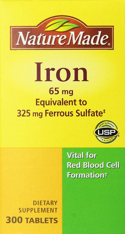 Nature Made Iron 65mg (325 mg Ferrous Sulfate) - 300 Tablets