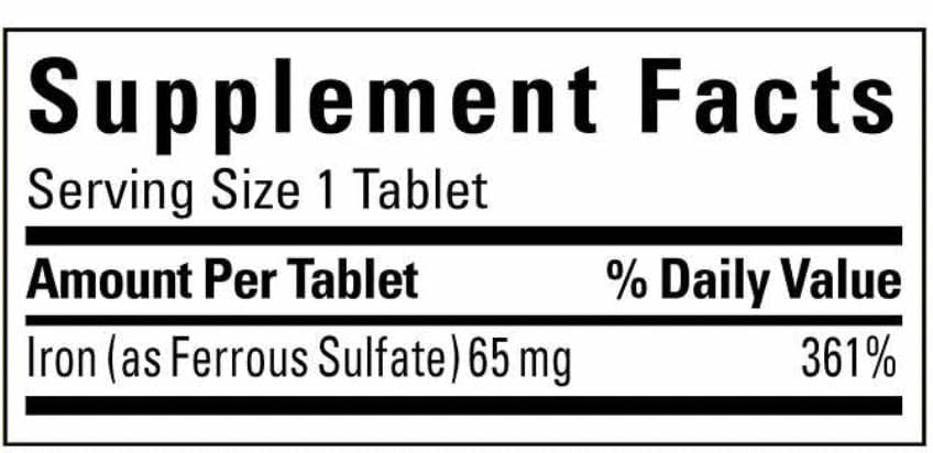 Nature Made Iron 65 mg | 325 mg Ferrous Sulfate | 365 Tablets