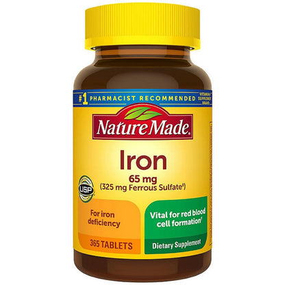 Nature Made Iron 65 mg (Ferrous Sulfate) Tablets — 365 ct | Red Blood Cell Support