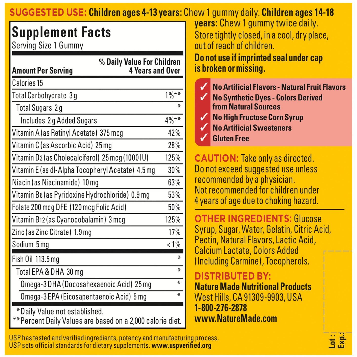 Nature Made Kids First Multivitamin with Omega-3 Gummies – 70 Count