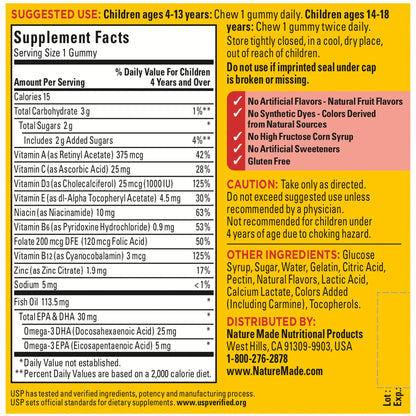 Nature Made Kids First Multivitamin with Omega-3 Gummies – 70 Count