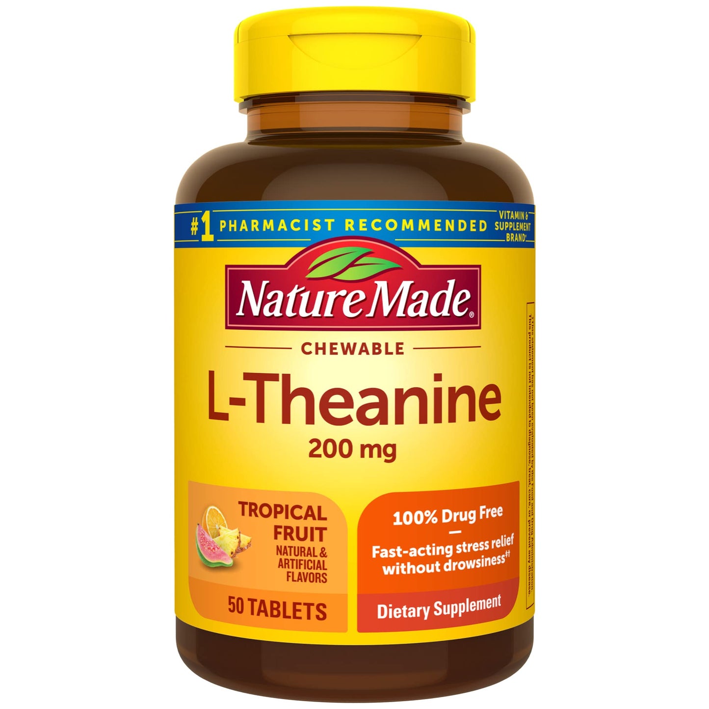 Nature Made L-Theanine 200mg Chewables – Stress Relief, 50-Day Supply